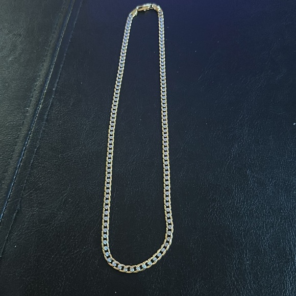 Yellow & White Diamond Cut Gold Cuban Chain - Picture 5 of 6